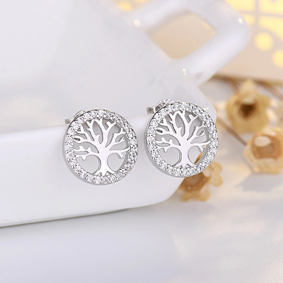 tree of life S925 sterling silver pin earrings women's fashion temperament earrings  manufacturers  jewelry - CEJEW