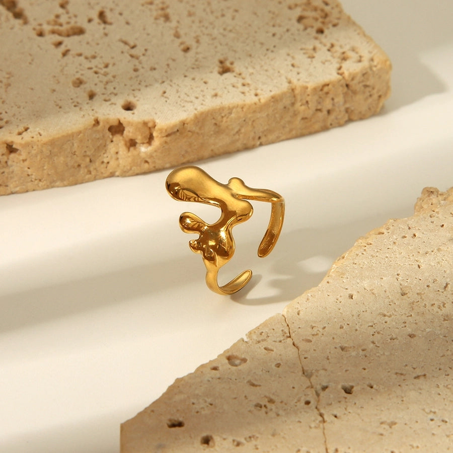 Jewelry Simple Style Irregular Solid Color Bow Knot 304 Stainless Steel 18K Gold Plated Open Rings