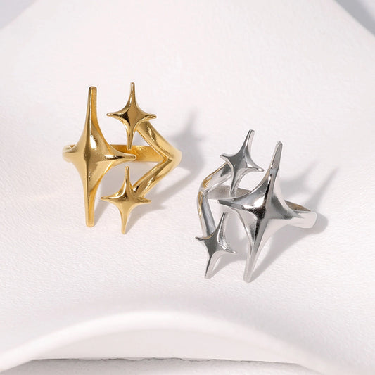 Jewelry IG Style Modern Style Simple Style Star 304 Stainless Steel 18K Gold Plated Open Rings