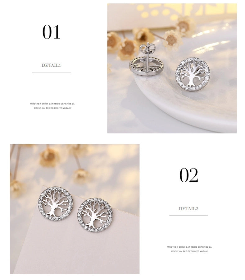 tree of life S925 sterling silver pin earrings women's fashion temperament earrings  manufacturers  jewelry - CEJEW