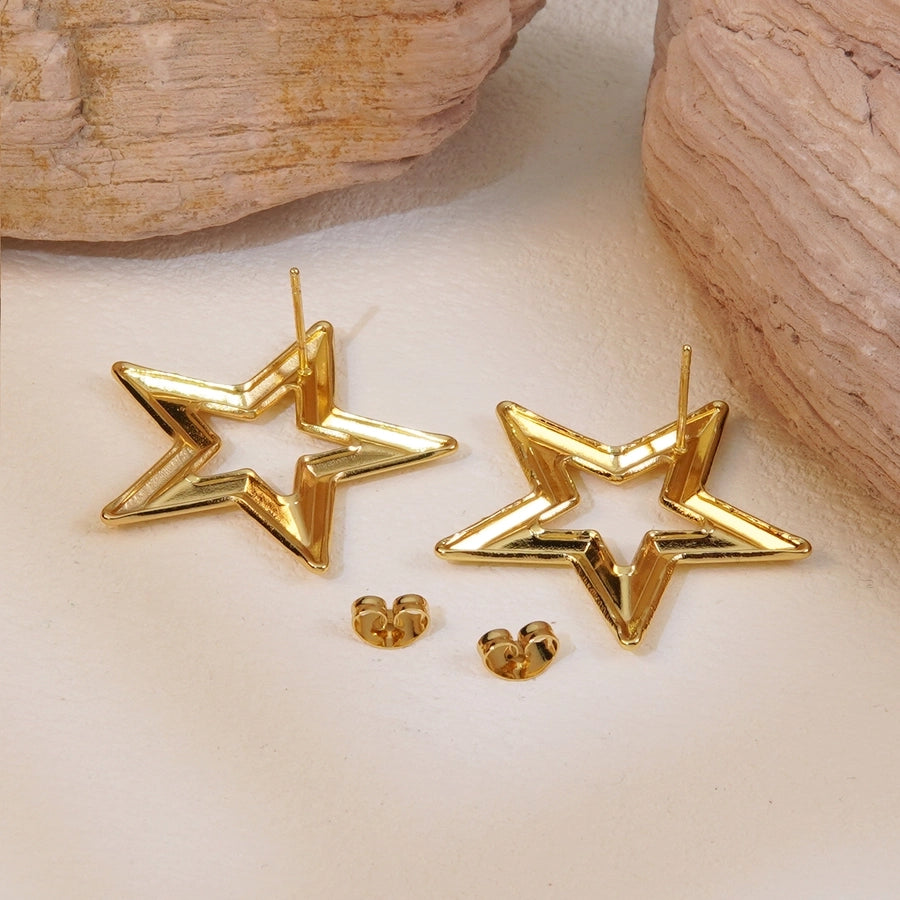 1 Pair Elegant Simple Style Classic Style Star 304 Stainless Steel Imitation Gold  Ear Studs