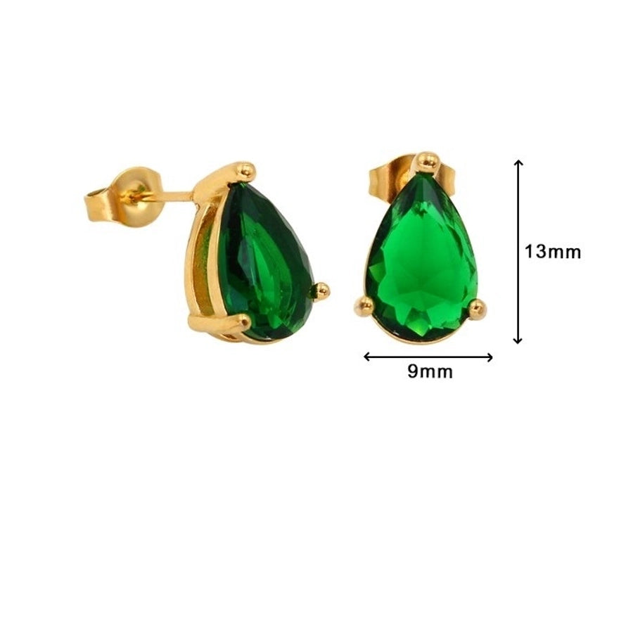 1 Pair Simple Style Classic Style Geometric Inlay 304 Stainless Steel 316 Stainless Steel  Zircon 18K Gold Plated Ear Studs - CEJEW