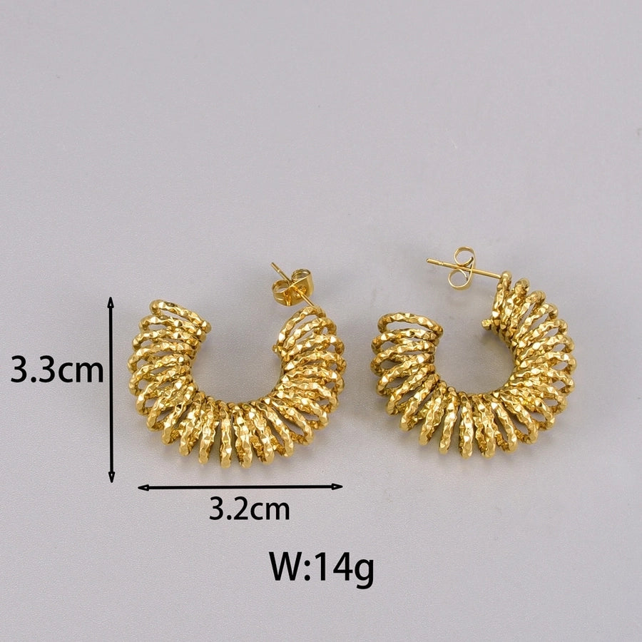 1 Pair Simple Style Classic Style C Shape Plating 304 Stainless Steel Titanium Steel 18K Gold Plated Ear Studs - CEJEW