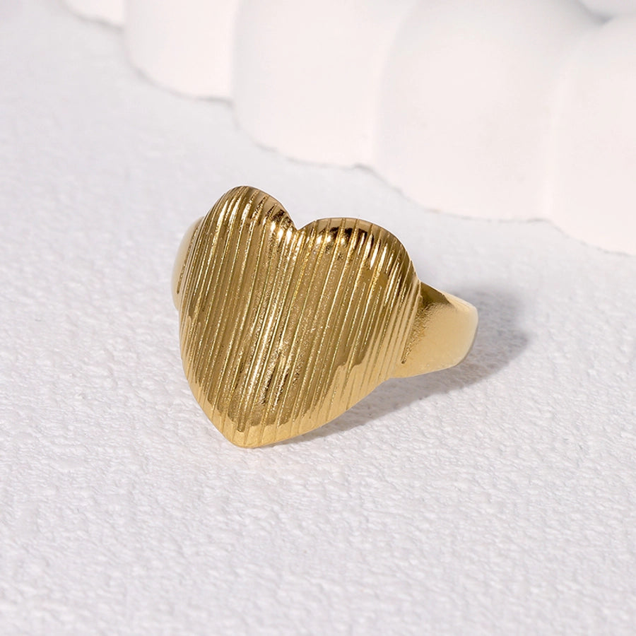 Jewelry IG Style Cute Simple Style Heart Shape 304 Stainless Steel 18K Gold Plated Open Rings