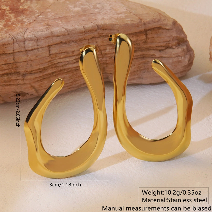 1 Pair Classic Style Asymmetrical Irregular 304 Stainless Steel Imitation Gold  Ear Studs