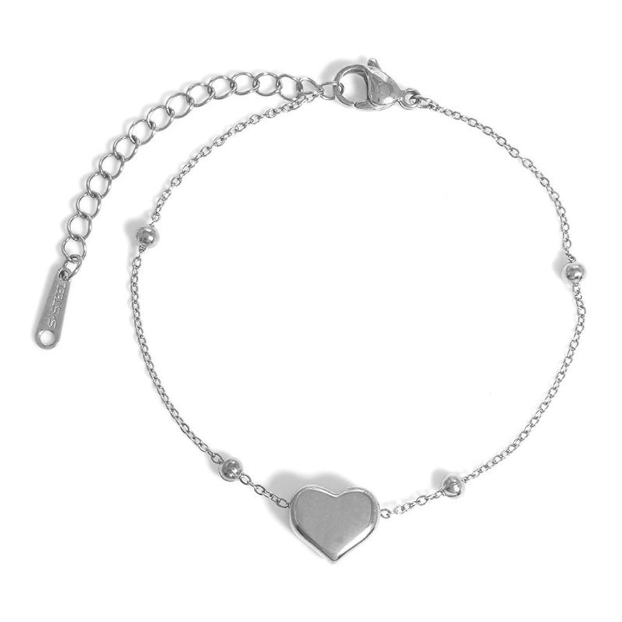 French Style Simple Style Streetwear Heart Shape 304 Stainless Steel Bracelets In Bulk