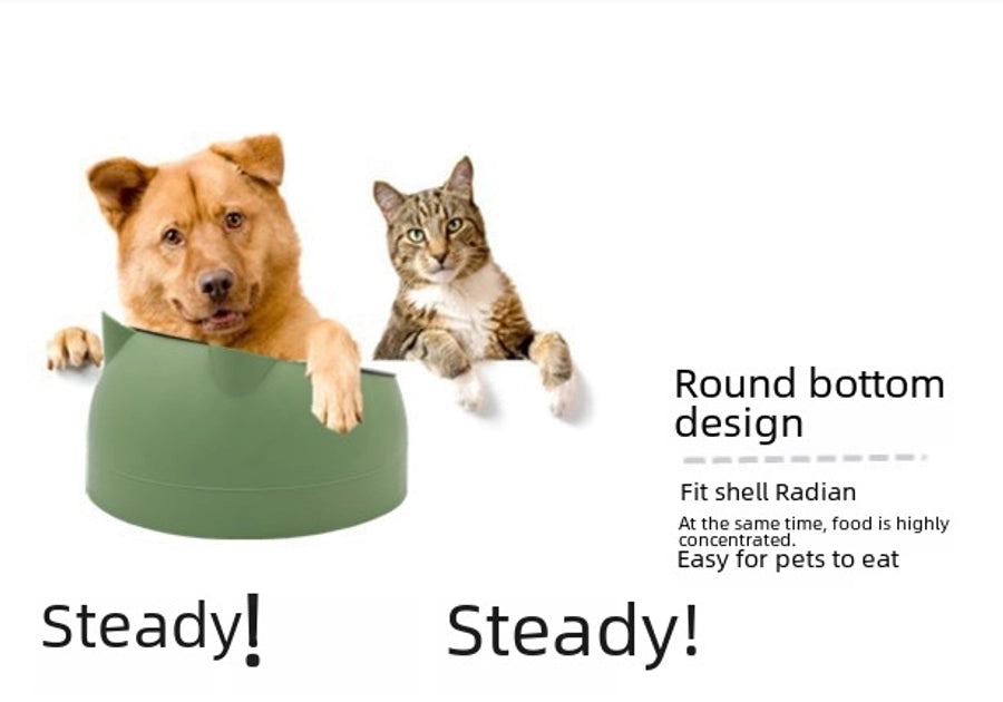 Stainless Steel Cat Dog Dual Bowl Slanted Mouth Protects Vertebras Pet Food Bowl Cat Supplies Trendy Double Neck Protection