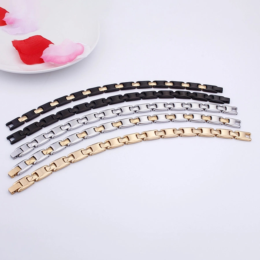 Fashion Geometric Titanium Steel 18K Gold Plated No Inlaid Bracelets In Bulk