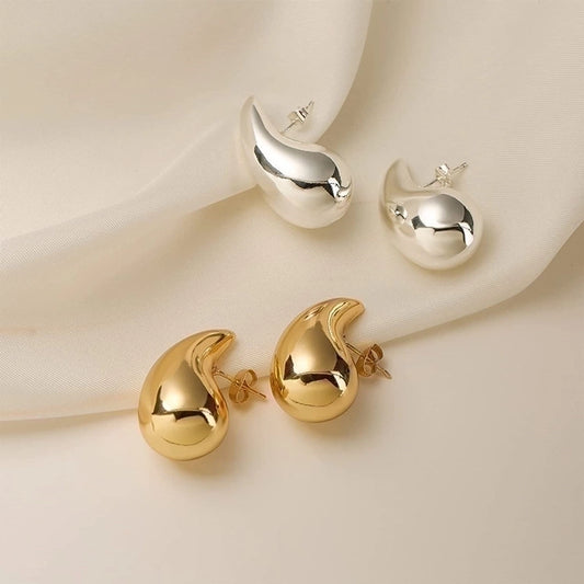 1 Pair Simple Style Water Droplets Plating 304 Stainless Steel 18K Gold Plated Stainless Steel Earrings