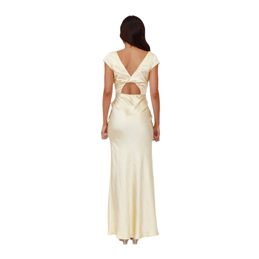 Women's Sheath Dress Elegant Sexy V Neck Backless Sleeveless Solid Color Maxi Long Dress Holiday Banquet