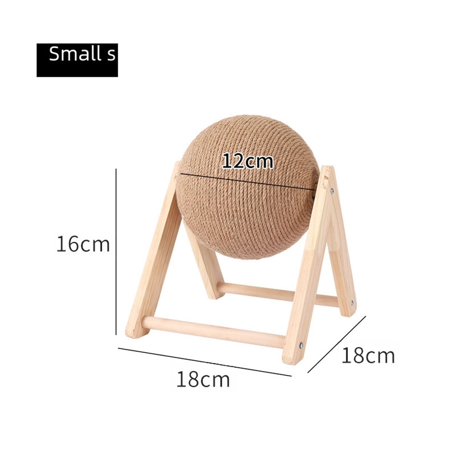 Wooden Cat Scratch Board Toy Durable Cat Scratching Post Ball Hand-wound Rope Climbing Frame Pet Supplies