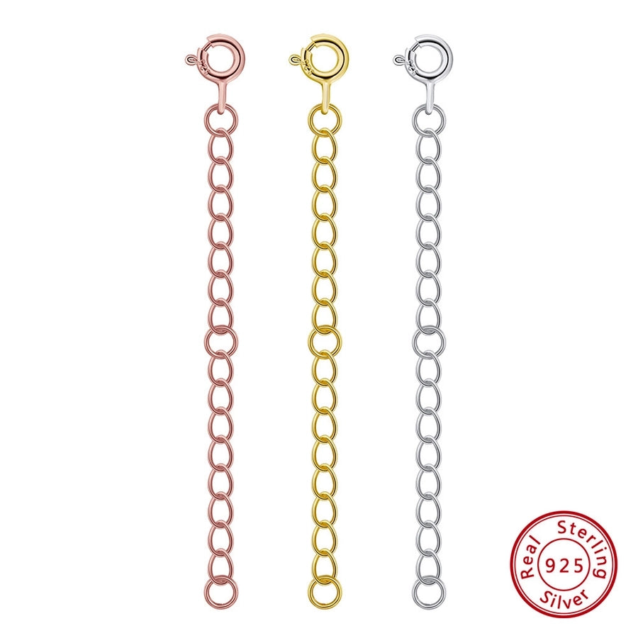 1 Piece 925 Sterling Silver Geometric Solid Color Extension Chain