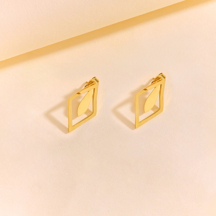 1 Pair Glam Luxurious Lady Rhombus 304 Stainless Steel 18K Gold Plated Ear Studs