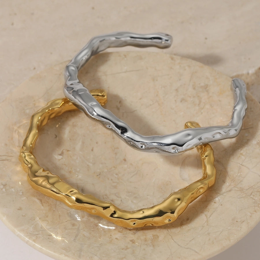 Modern Style Geometric 316 Stainless Steel  16K Gold Plated White Gold Plated Bangle In Bulk Stainless Steel Bracelets