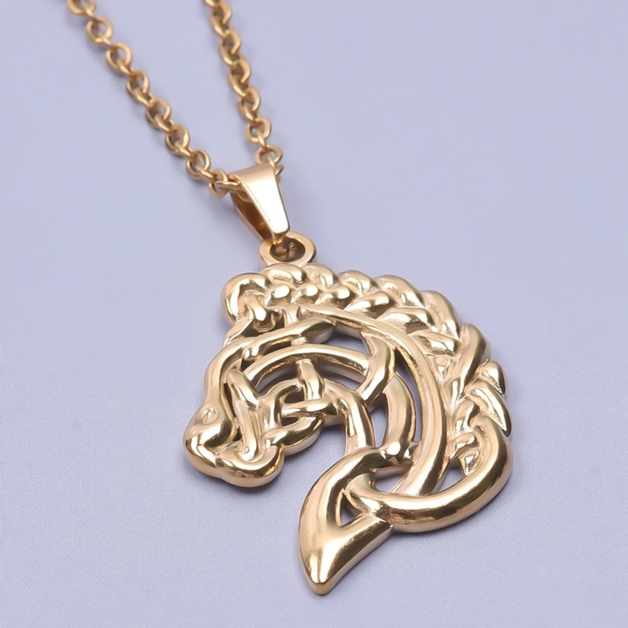 Jewelry IG Style Simple Style Horse 304 Stainless Steel 18K Gold Plated Hollow Out Pendant Necklace Necklace Pendant