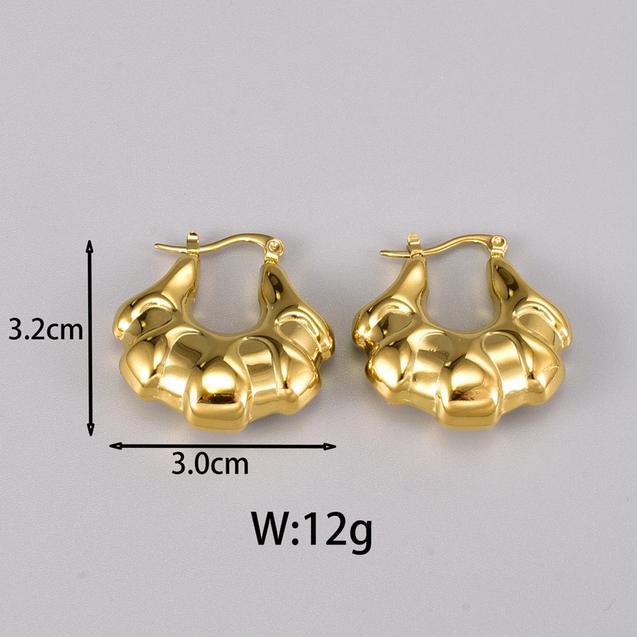 1 Pair Simple Style Classic Style C Shape Plating 304 Stainless Steel Titanium Steel 18K Gold Plated Ear Studs - CEJEW