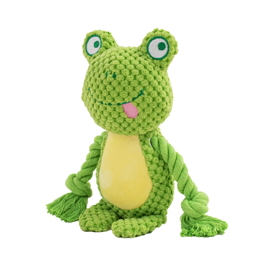 New Pet Plush Sound Making Cotton Rope Toys Fox Frog Pig Dog Interactive Tug Training Supplies