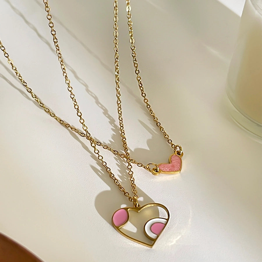 Jewelry Simple Style Heart Shape 316L Stainless Steel  18K Gold Plated Irregular Pendant Necklace