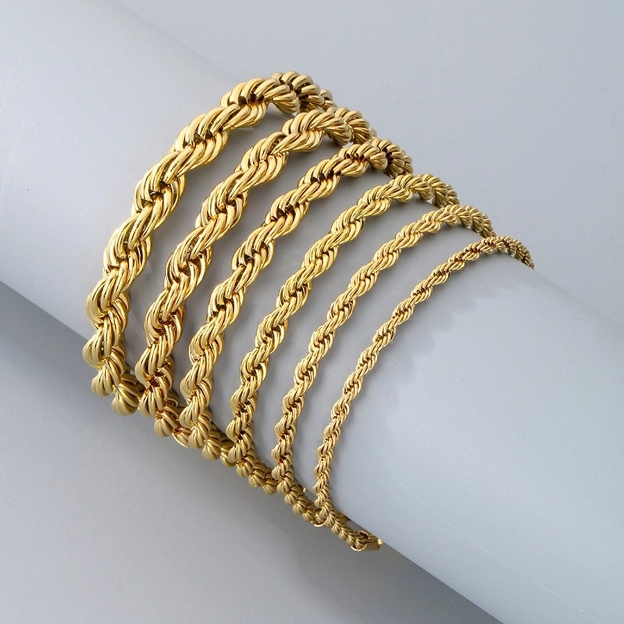 Elegant Simple Style Streetwear Twist 304 Stainless Steel 18K Gold Plated Unisex Bracelets