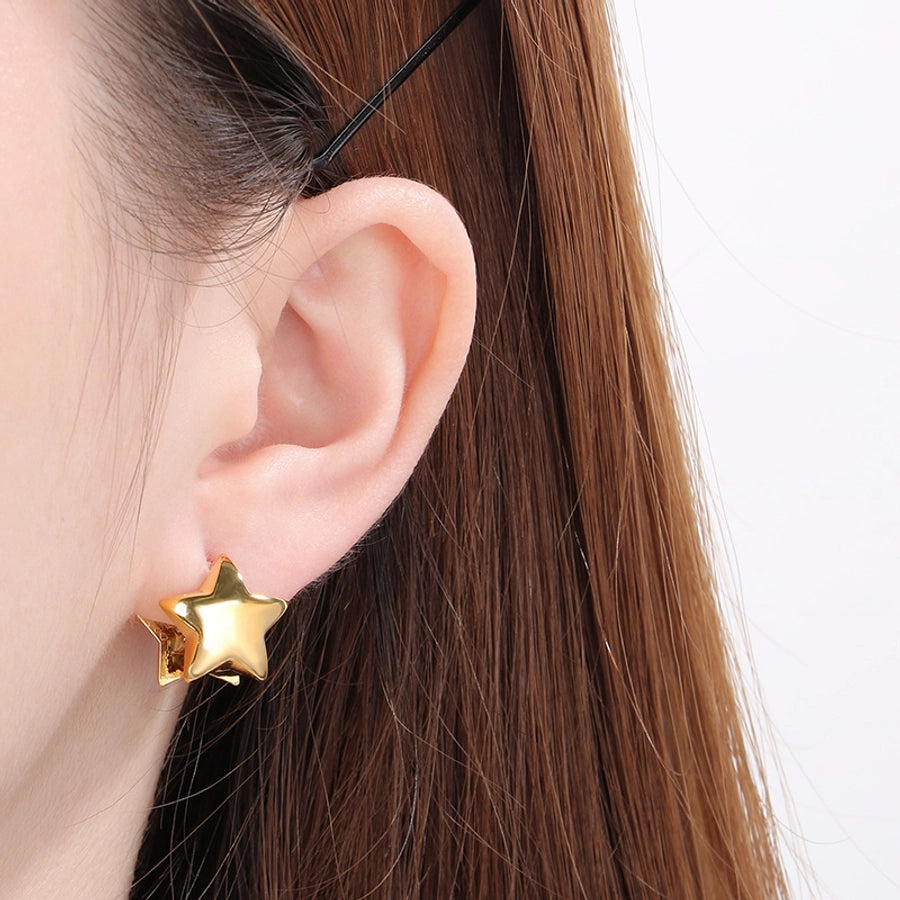 1 Pair Elegant Simple Style Streetwear Star 304 Stainless Steel 18K Gold Plated Stainless Steel Earrings