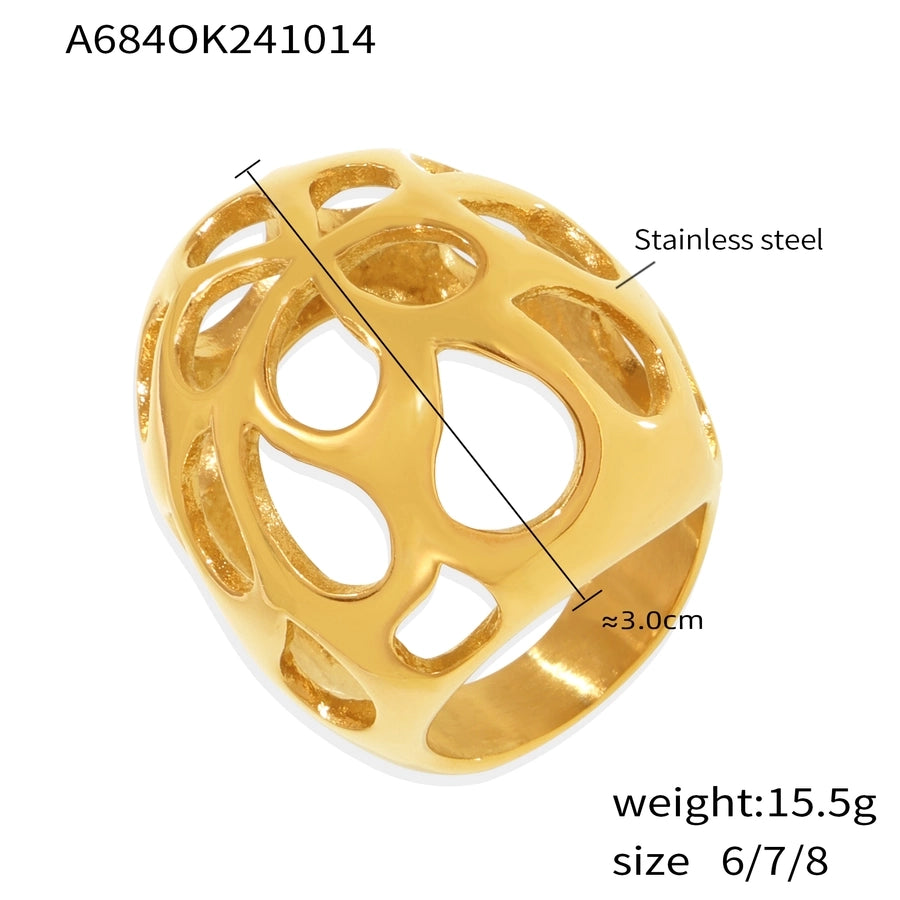 Jewelry Elegant Luxurious Vacation Geometric Titanium Steel 18K Gold Plated Plating Rings