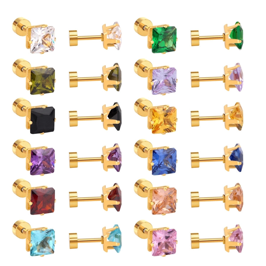 1 Set Casual Elegant Simple Style Geometric Plating 304 Stainless Steel Zircon Ear Studs