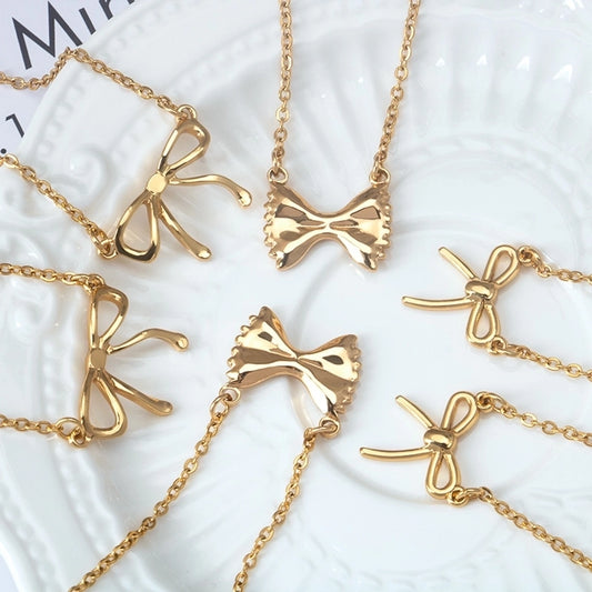 Jewelry Casual Simple Style Streetwear Bow Knot 304 Stainless Steel Pendant Necklace