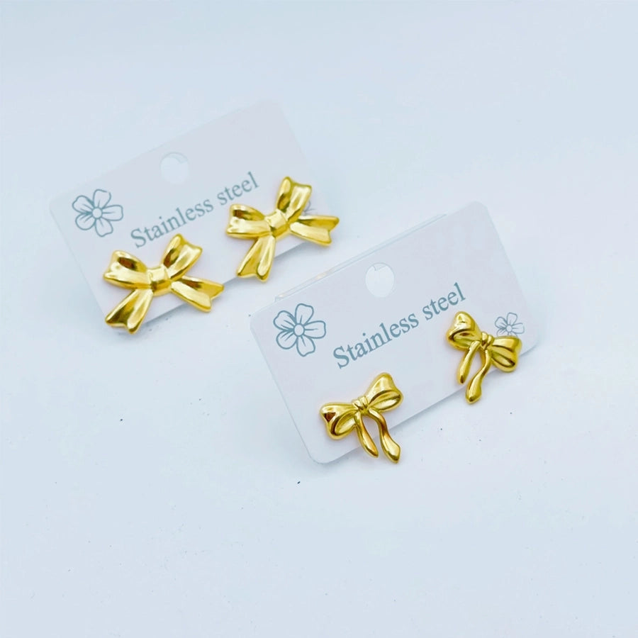 1 Pair Sweet Simple Style Butterfly Bow Knot 304 Stainless Steel Ear Studs