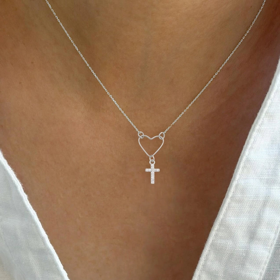 Jewelry Elegant Simple Style Classic Style Cross Heart Shape 201 Stainless Steel Copper Stainless Steel Necklaces