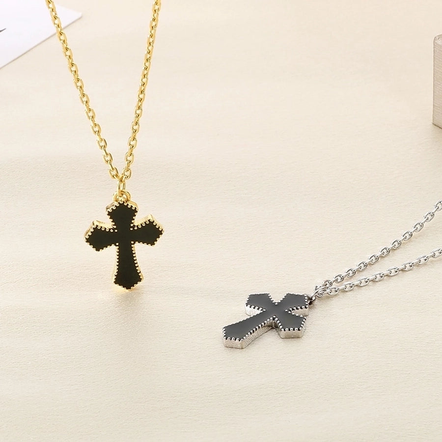 Jewelry Vintage Style Cross 304 Stainless Steel 18K Gold Plated Stainless Steel Necklaces