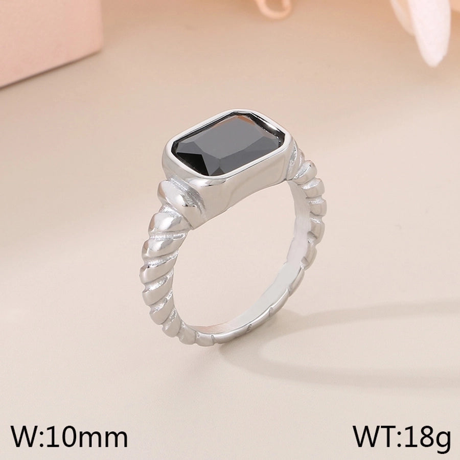 Jewelry Vintage Style Simple Style Commute Square 304 Stainless Steel 18K Gold Plated Rings