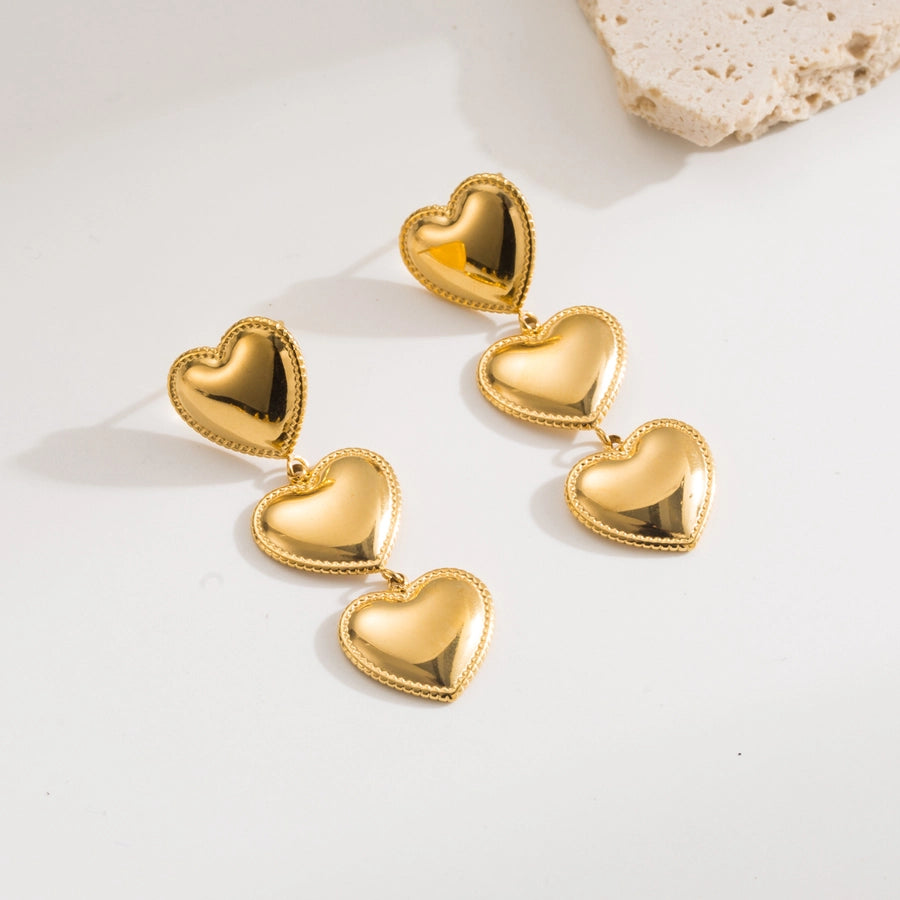 1 Pair Casual Modern Style Simple Style Cross Heart Shape Bow Knot 304 Stainless Steel 18K Gold Plated Ear Studs