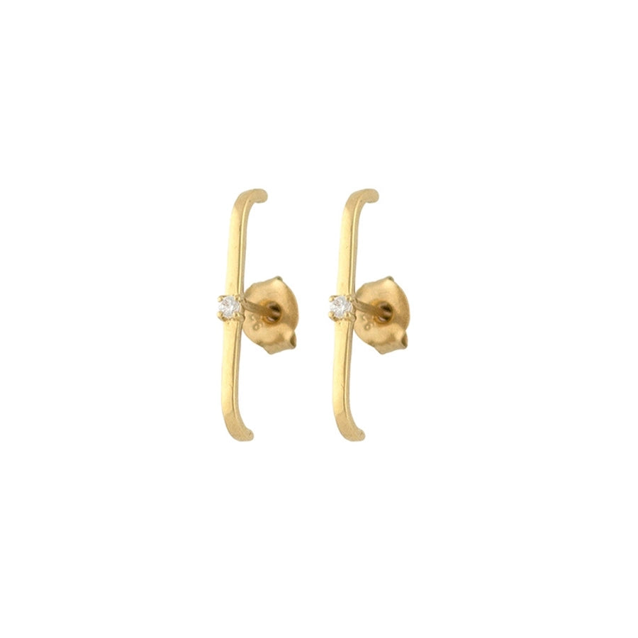 1 Pair IG Style Geometric Inlay Copper Zircon Gold Plated Ear Studs