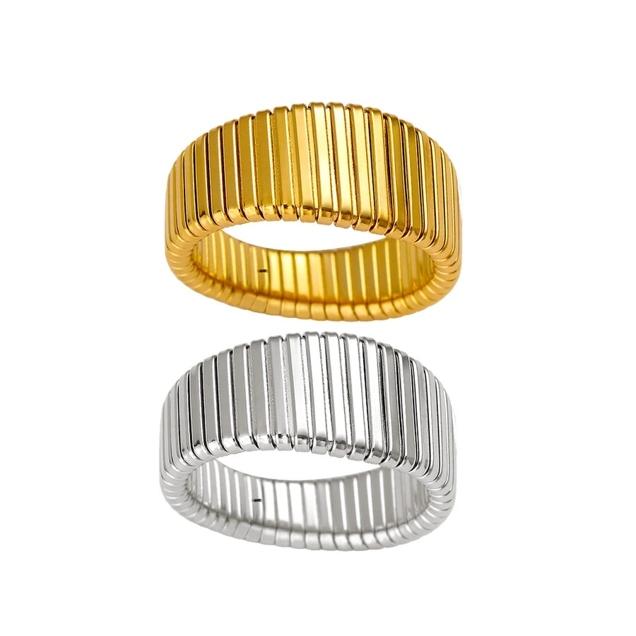 Jewelry Vacation Japanese Style Commute Stripe 304 Stainless Steel 18K Gold Plated Rings