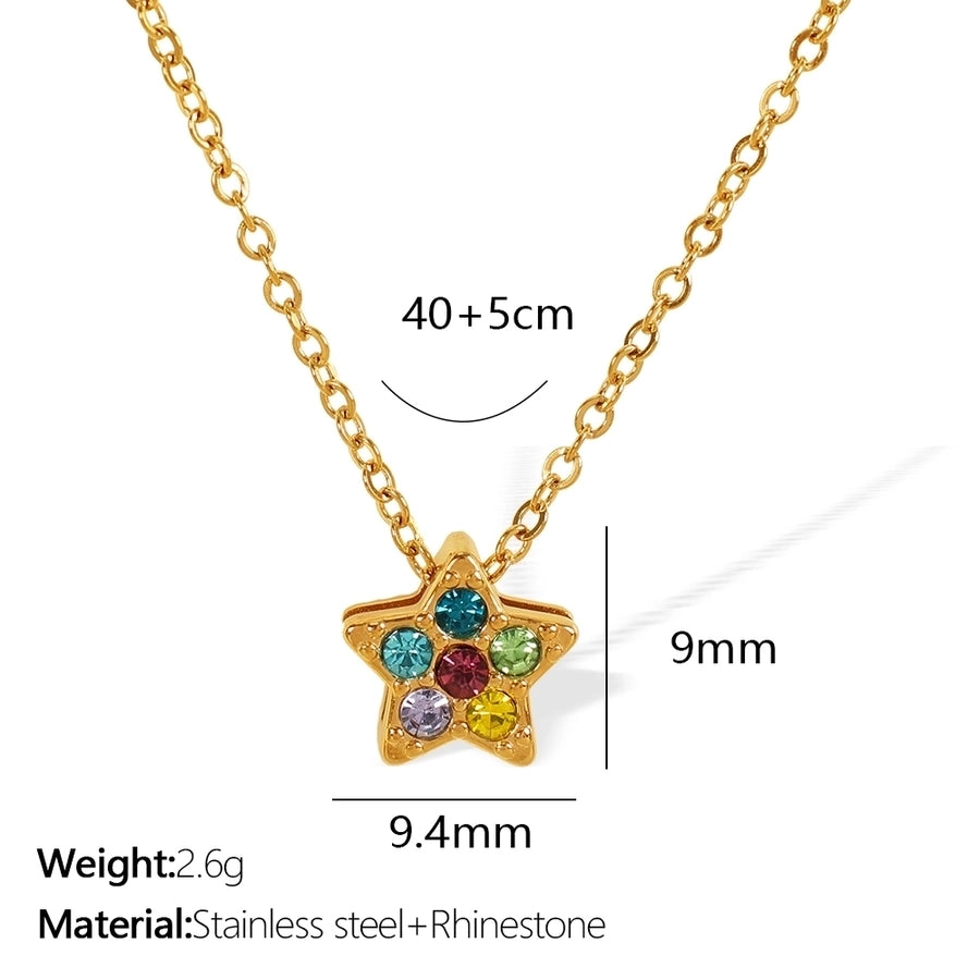 Jewelry Elegant French Style Pentagram Four Leaf Clover Heart Shape 304 Stainless Steel Zircon 18K Gold Plated Inlay Stainless Steel Necklaces