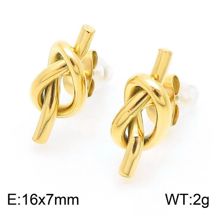 1 Pair Vintage Style Geometric Plating 304 Stainless Steel 18K Gold Plated Ear Studs - CEJEW