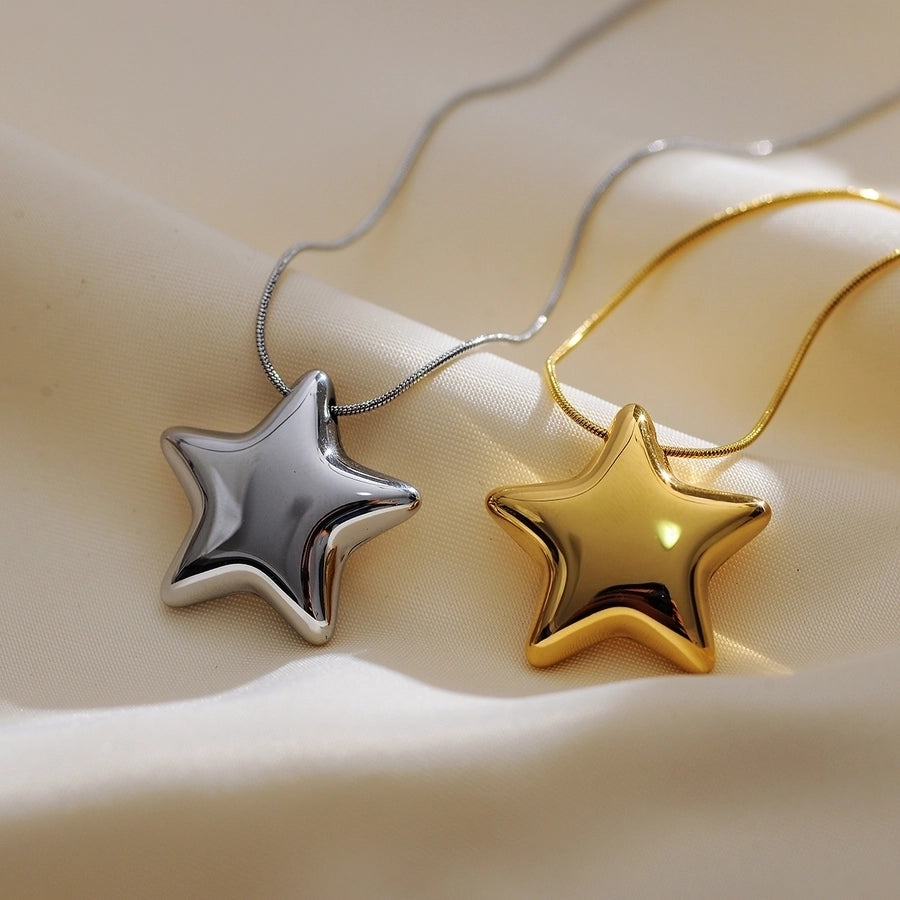 304 Stainless Steel 18K Gold Plated IG Style Simple Style Star Earrings Necklace