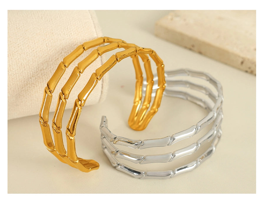 Elegant French Style Geometric Solid Color 304 Stainless Steel 18K Gold Plated Stainless Steel Bracelets In Bulk