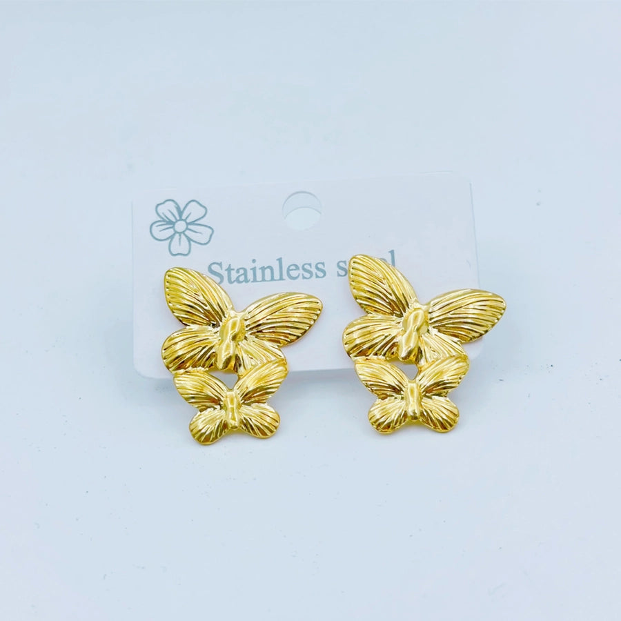 1 Pair Sweet Simple Style Butterfly Bow Knot 304 Stainless Steel Ear Studs