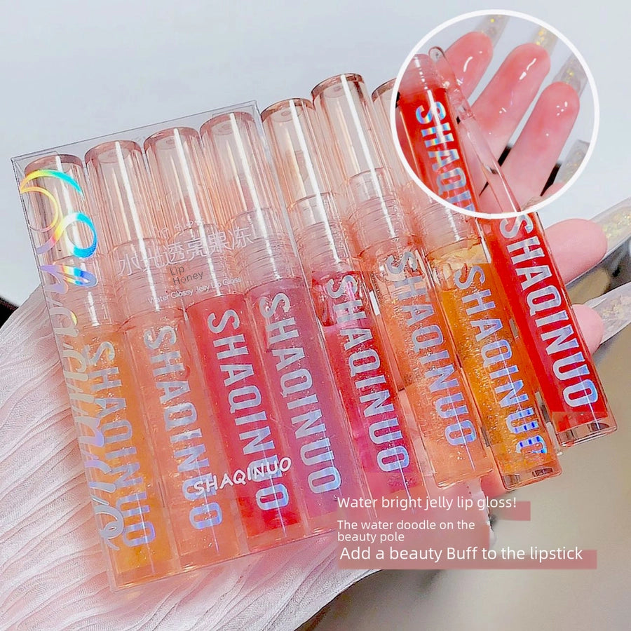 4-piece Gift Box Set Water Light Kiss Lip Gloss Moisturizing Lip Oil Transparent Glass Balm Student Lipstick Stacking