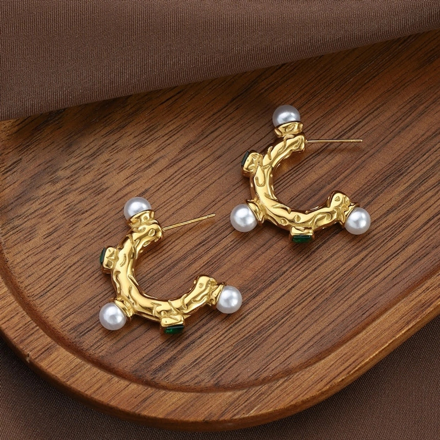 1 Pair Elegant Classical Vintage Style Letter 304 Stainless Steel Earrings