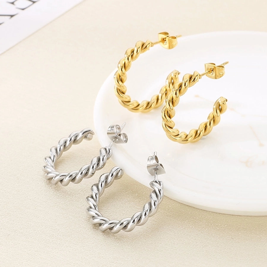 1 Pair Simple Style C Shape 304 Stainless Steel 18K Gold Plated Stainless Steel Earrings