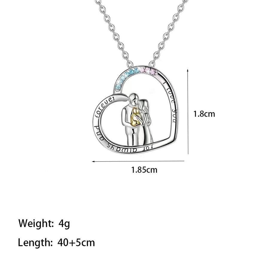 Jewelry Casual MAMA Simple Style Human 304 Stainless Steel Artificial Rhinestones 18K Gold Plated Rose Gold Plated Plating Inlay Pendant Necklace - CEJEW