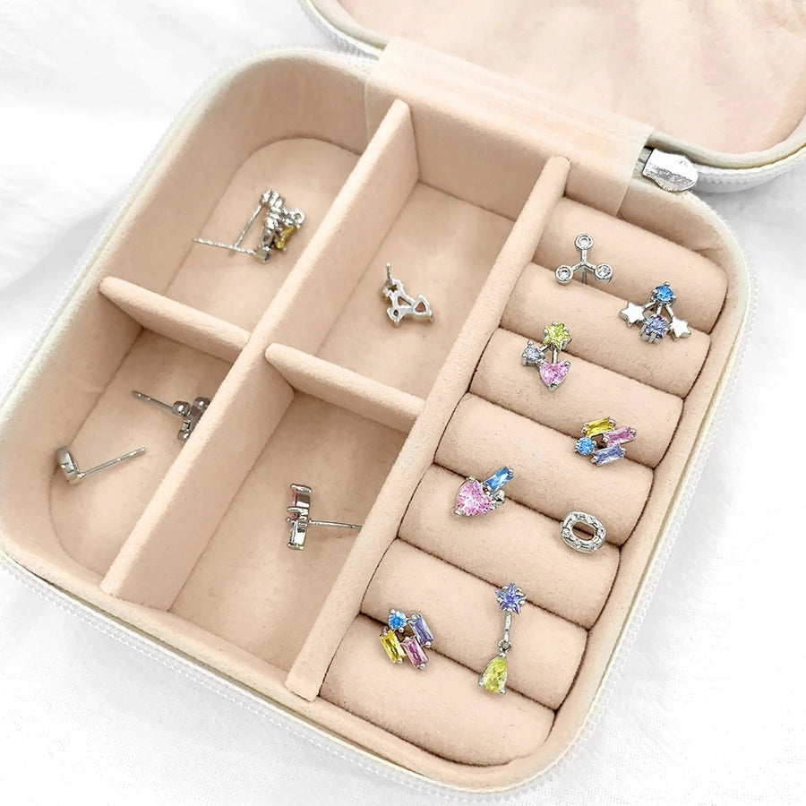 1 Pair IG Style Simple Style Geometric Star Heart Shape Inlay Copper Zircon Ear Studs