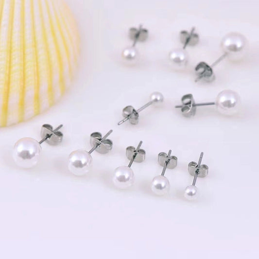 1 Pair Elegant Simple Style Streetwear Round 304 Stainless Steel Ear Studs