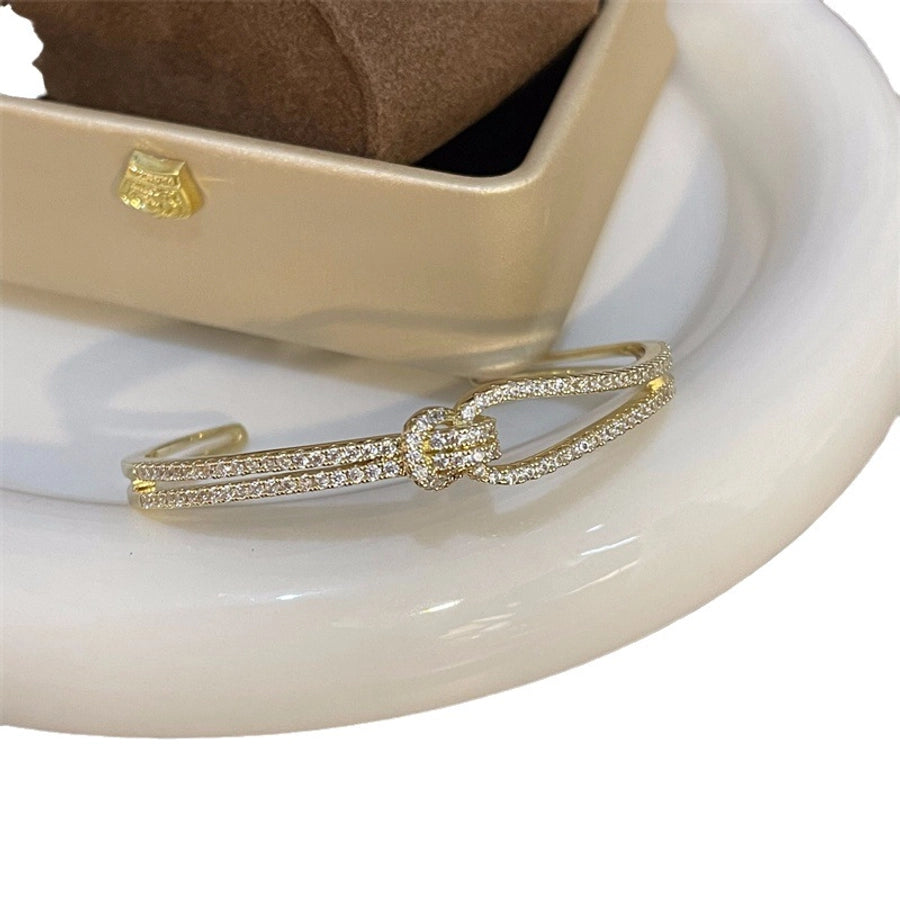 simple style solid color copper inlay zircon bangle