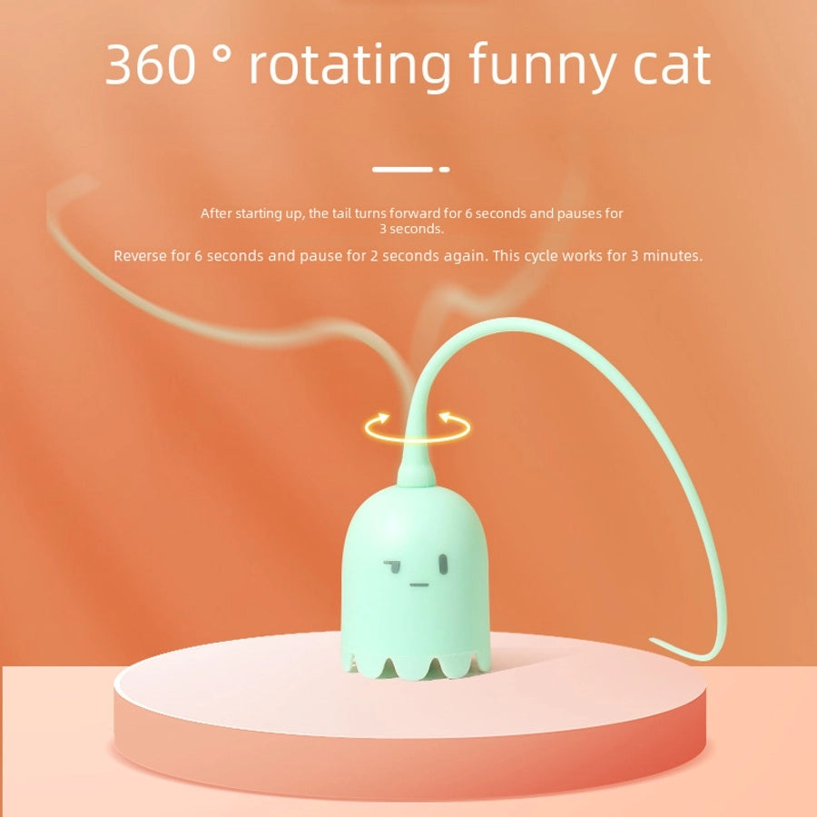 Electric Pet Toy Smart Tail Cat Toy Silicone Tail Bite-resistant Automatic Self-entertaining Rotating Rolling Ball