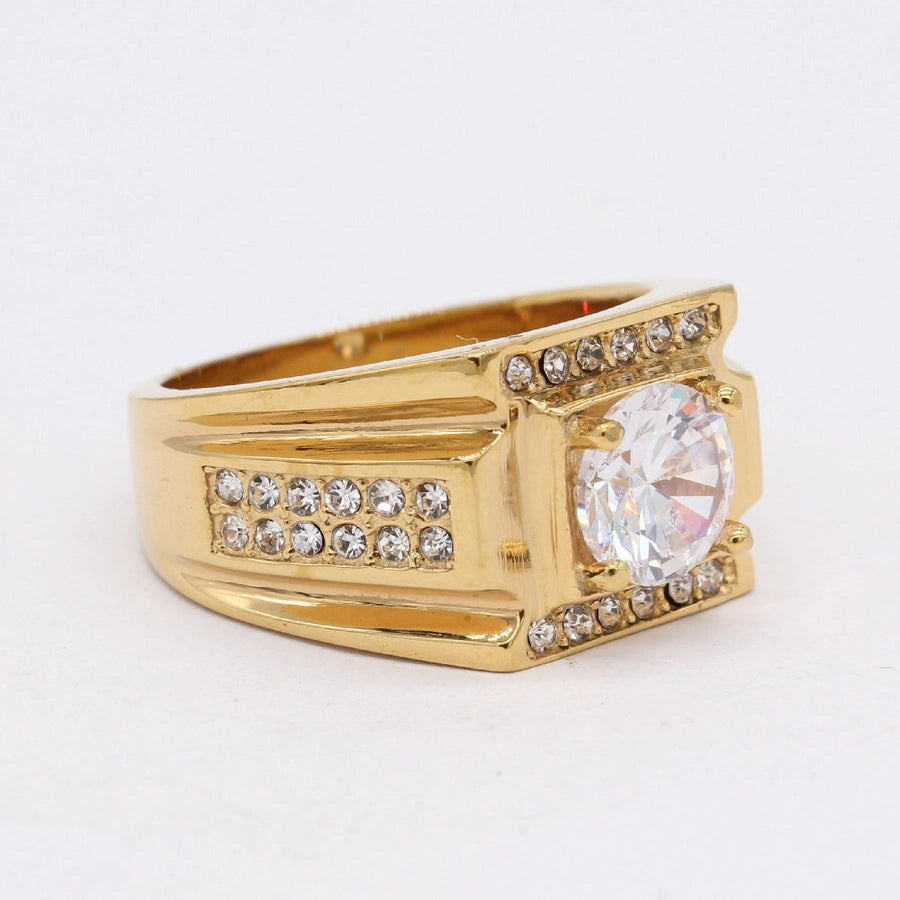 Jewelry Elegant Geometric 304 Stainless Steel Zircon 18K Gold Plated Rings