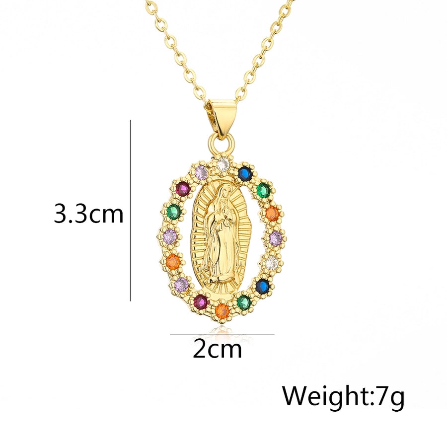 fashion virgin mary copper 18k gold plated zircon pendant necklace in bulk