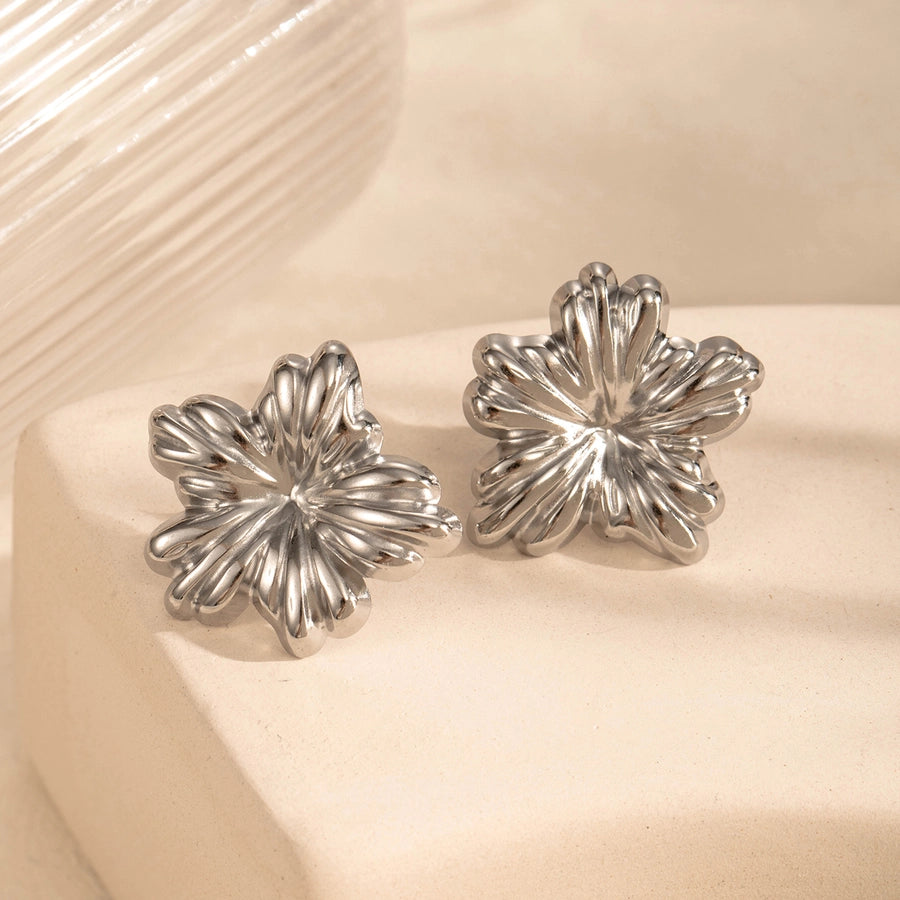 1 Pair Vintage Style French Style Simple Style Square Flower Bow Knot 304 Stainless Steel Ear Studs